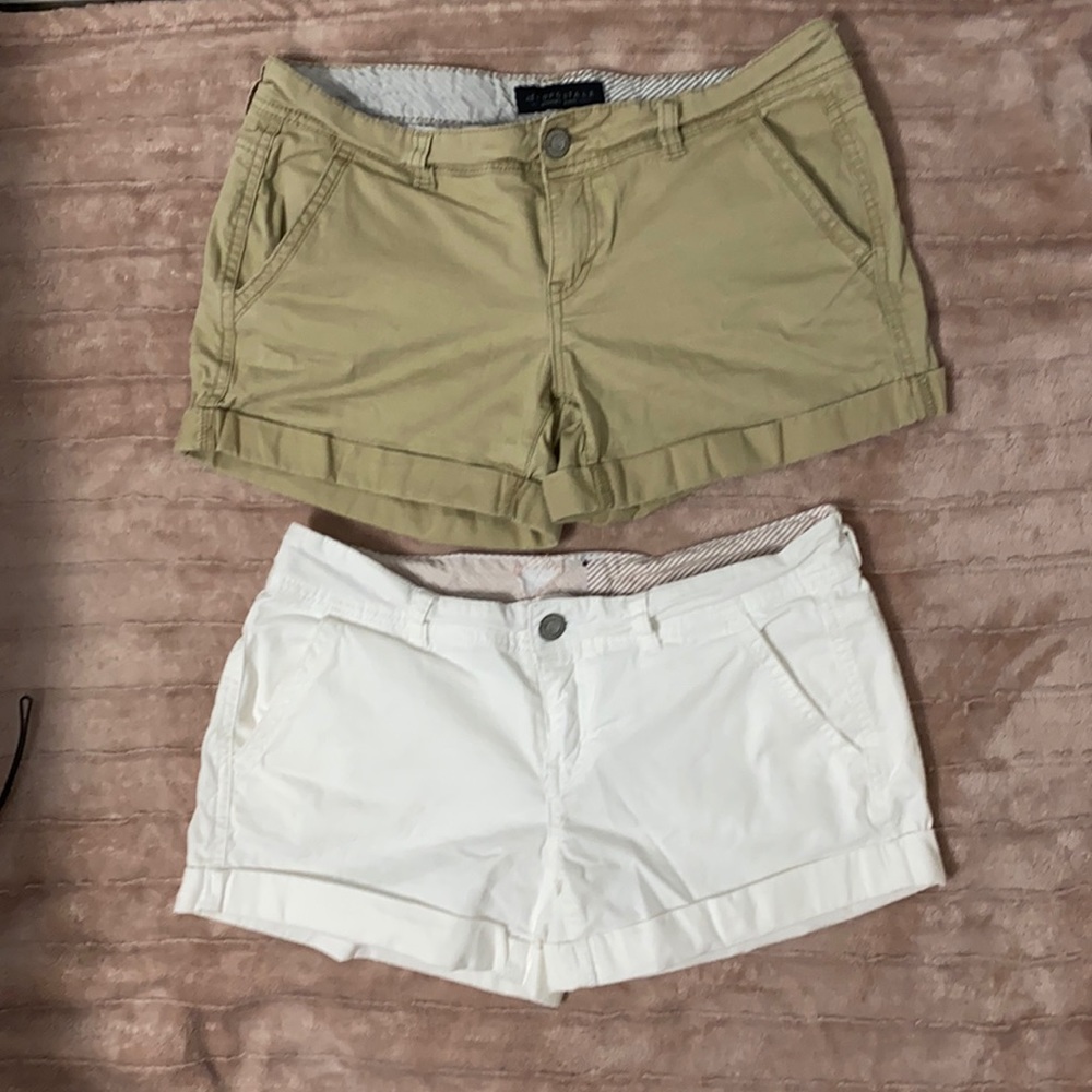 Lot (2) white and khaki Aeropostale shorts